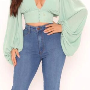 Fashion Nova Mint Green Blouse
